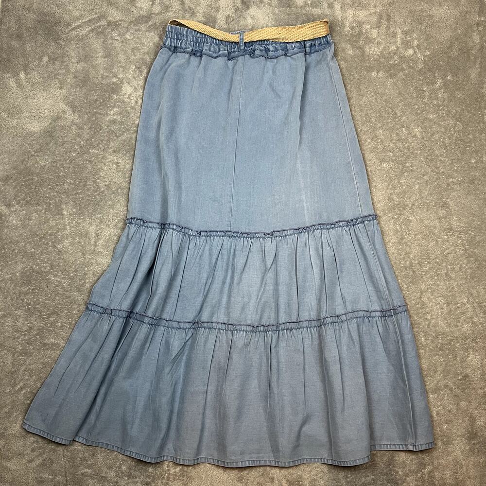 Deja Bleu Tiered Maxi Skirt Womens L Belted Western Boho - Picture 4 of 8